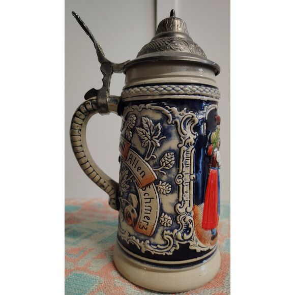 Vintage TheWalt Original 1894 Ein Frolich Herz Heilt Allen Schmerz Beer Stein - Picture 5 of 9